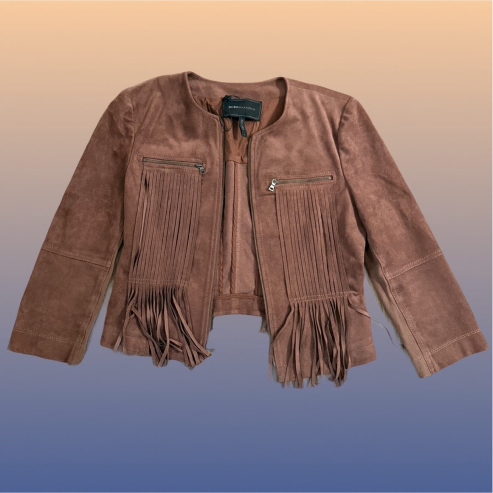 BCBG MaxAzria Western Brown Suede Jacket